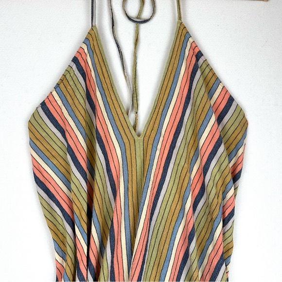 Lovestitch Halter Multi-Colored Stripe Low Back Asymmetrical Dress Beach Resort - Picture 2 of 8